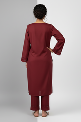 Maroon Karandi Two Piece Set